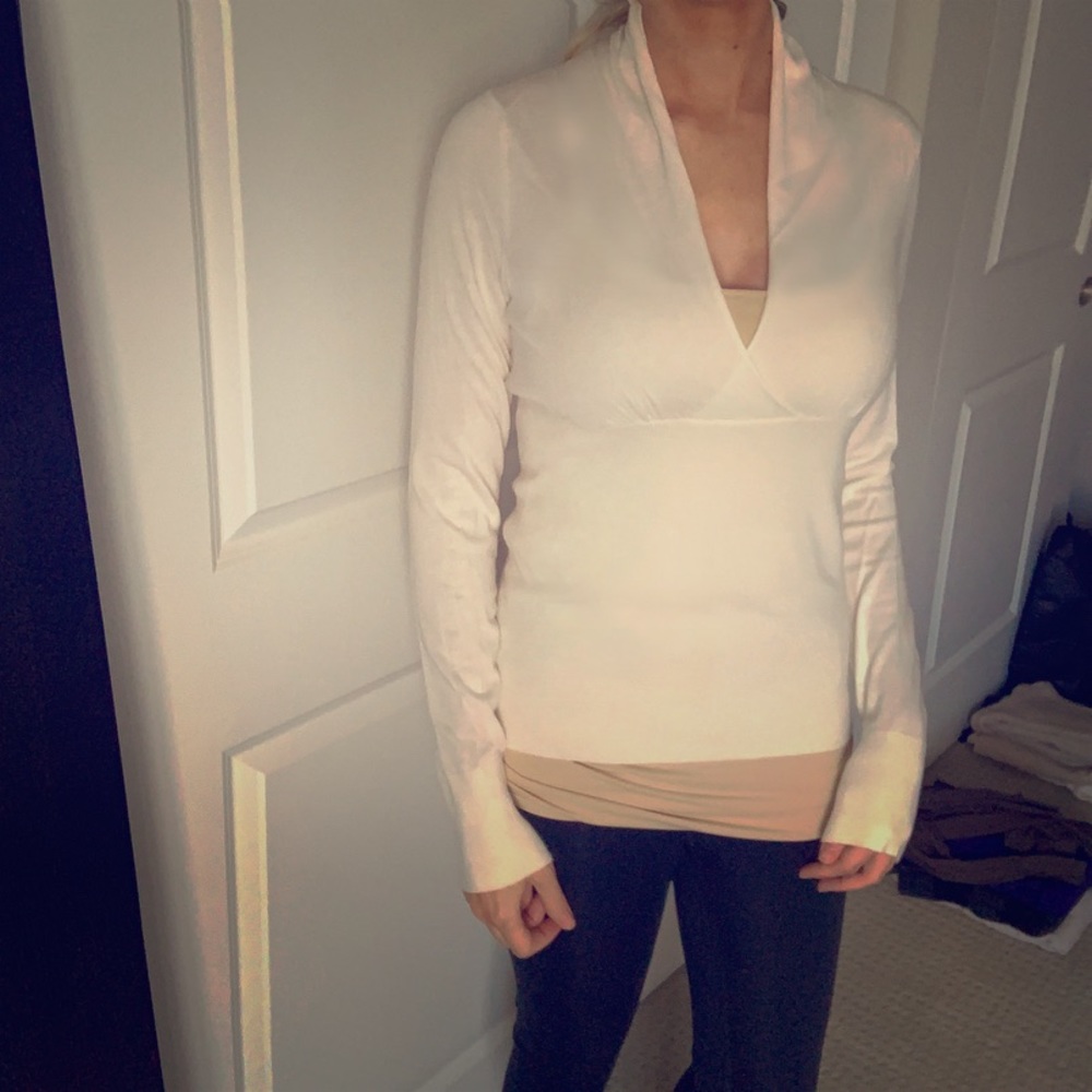 Express cream colored wrap style sweater sz medium